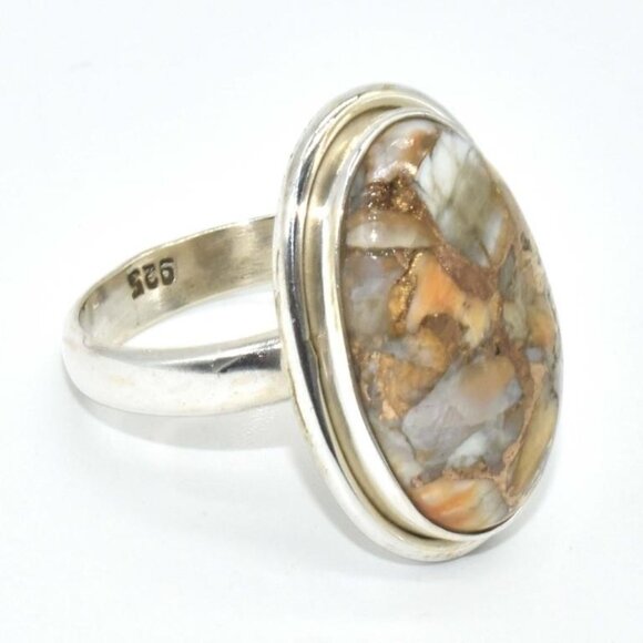 Sterling Silver Oster Muhave Turquoise Hand Made Ring Size 7 - Picture 2 of 3